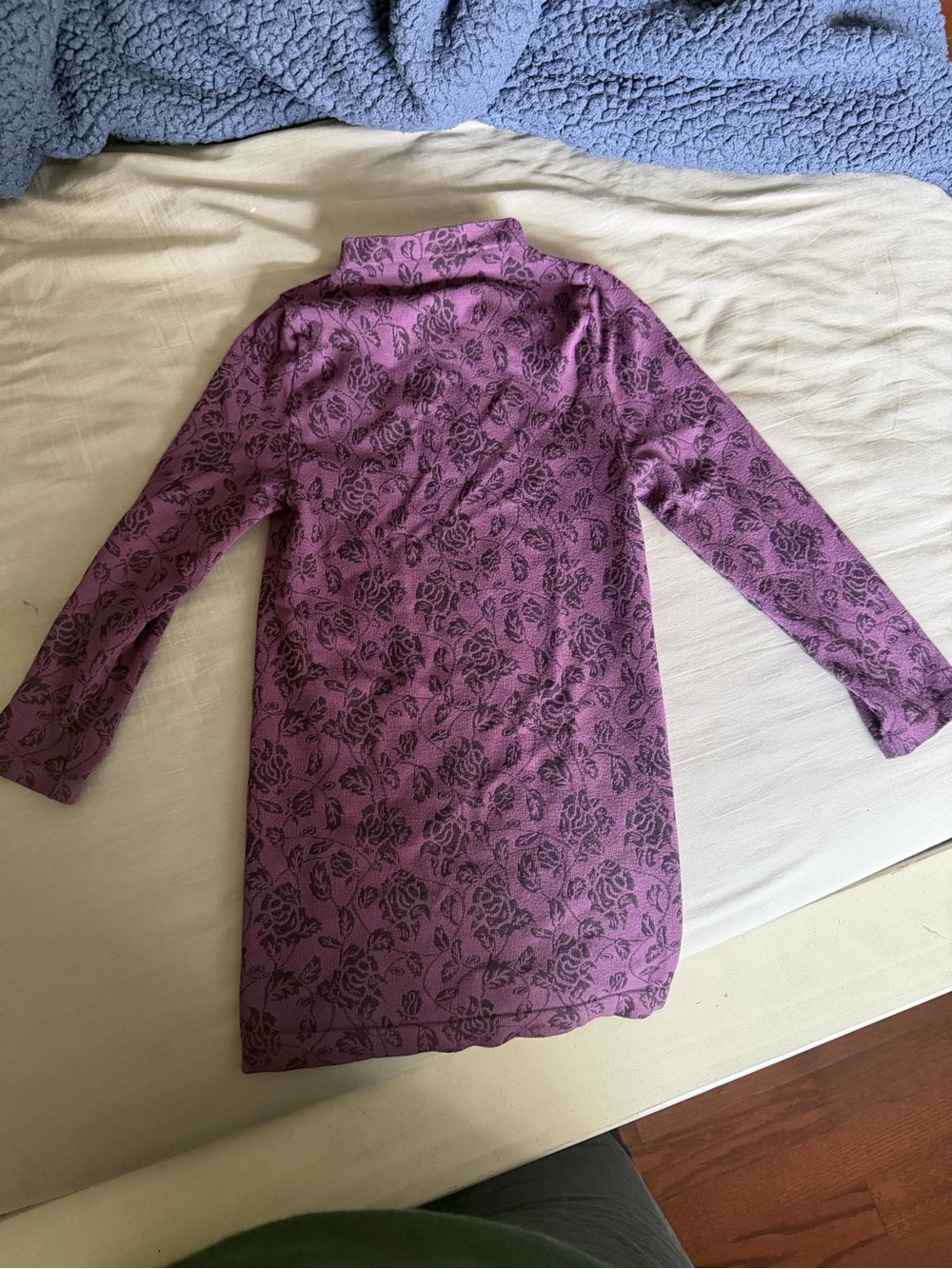 bebe Purple Floral Long Sleeve Turtleneck Top